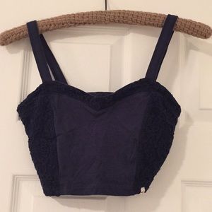 Navy blue lace crop top